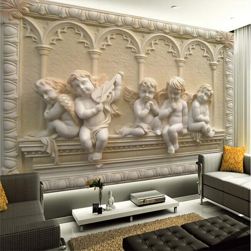 

Custom Photo Wallpaper European Style 3D Stereoscopic Relief Angel Wall Art Mural Study Living Room Bedroom Decoration Painting