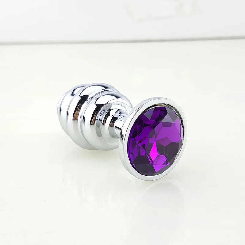 New  Metal Anal Plug 7 Colors Butt Plugs Toys Sex Toys for Women Stainless Steel+Crystal Jewelry Sex Products, Spiral Anal Beads