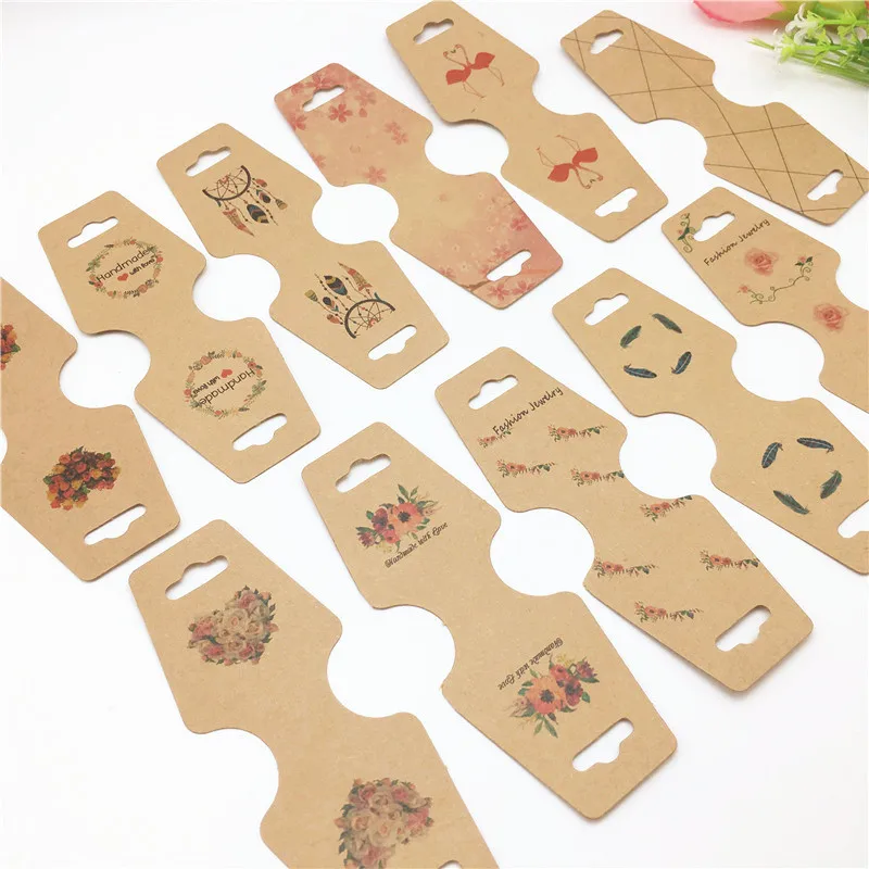 20Pcs/lot 12x4.5cm Colorful Printed Necklace Jewelry Packing Card Marble/Flamingo/Flower Pattern Hand Chain/Pendant display Card