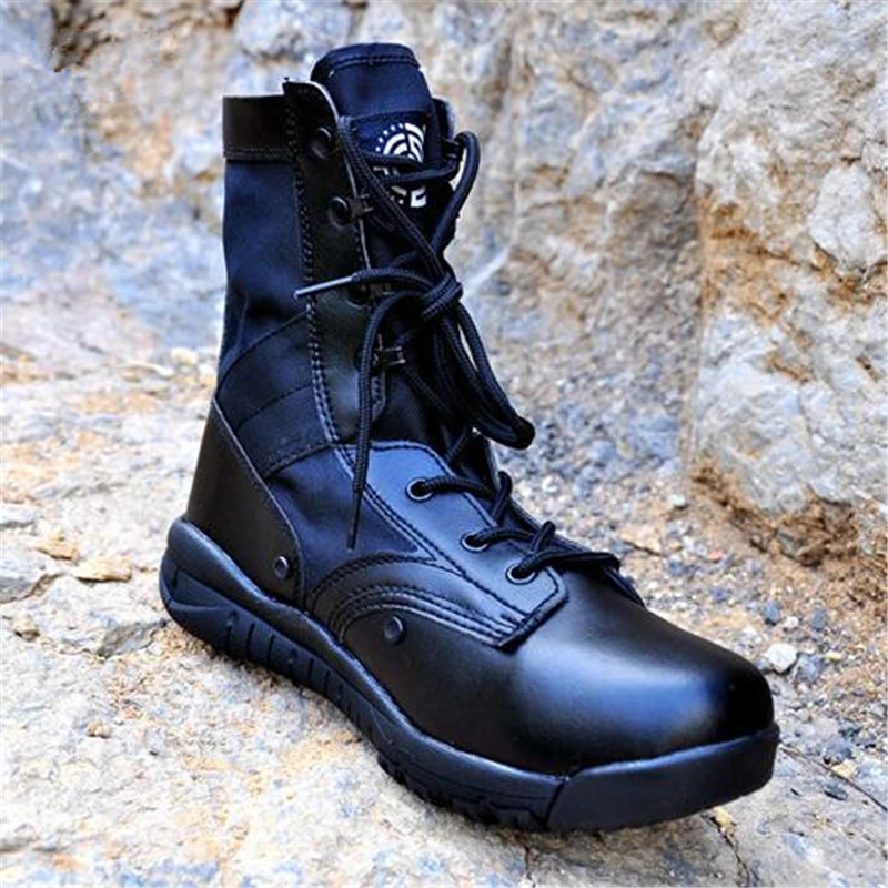 

Men Women Spring Autumn Outdoor Hiking Climbing Ultralight Leather Boot Bota Desert Jungle Assault Boots High Shoe