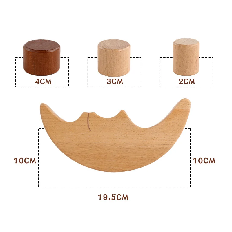 몬테소리 소재 나무 소재 장난감 어린이용, 달 균형 빌딩 블록, 조기 교육 완구, 균형 스택, 하이 게임