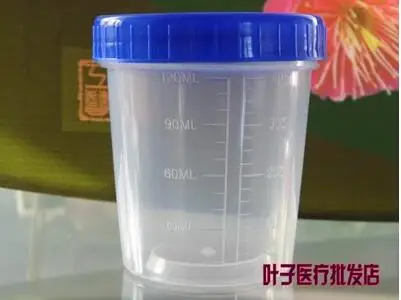 20pcs Home Clear Plastic Round Shape Urine Test Cups 120mL w Blue Cover