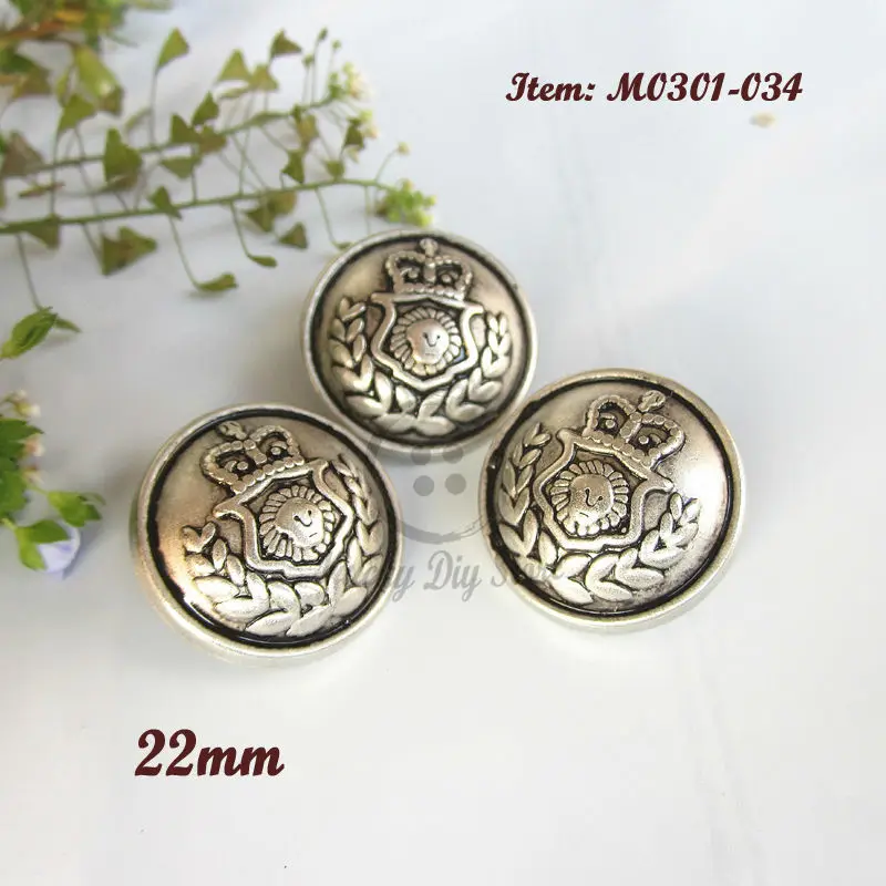 50pcs 22mm antique silver Metal coat buttons dedicated men's suit woollen overcoat buttons shank spot wholesale