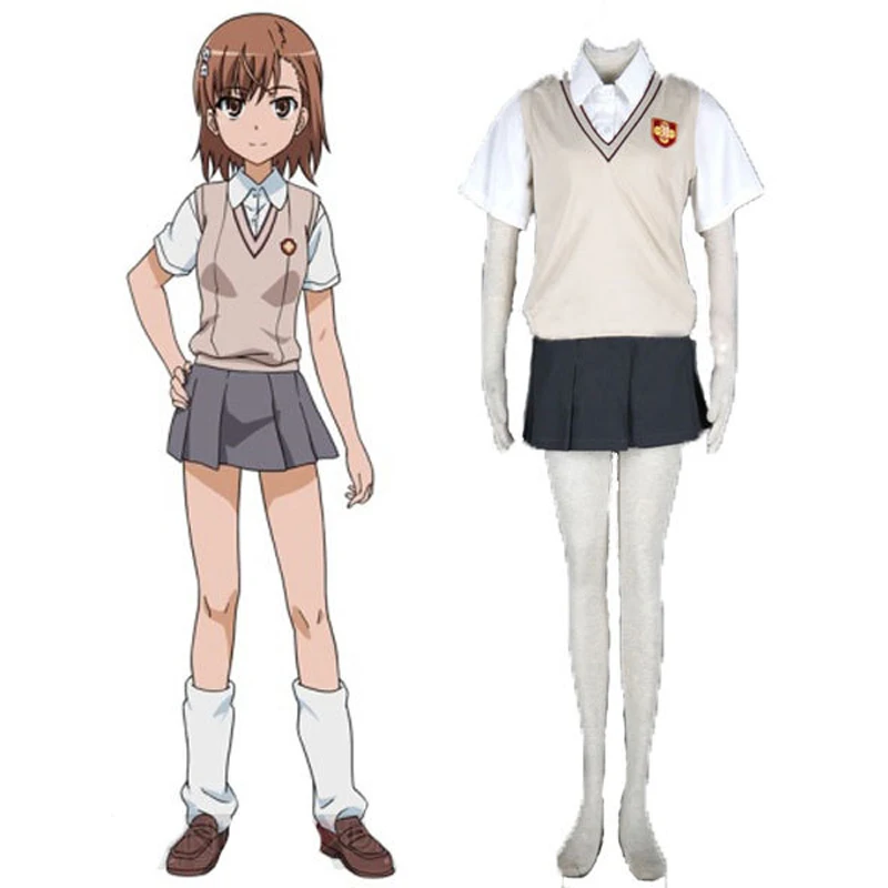 Anime To Aru Kagaku no Railgun Mikoto Misaka Cosplay School Uniform Full Set Girl's Halloween Costumes Custom-made