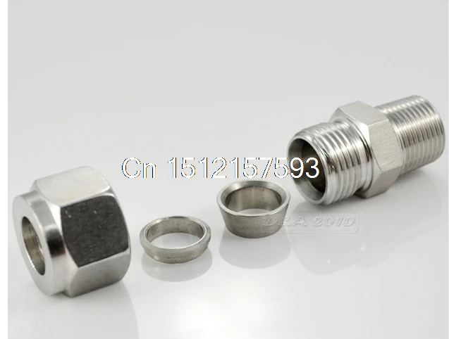 

2PCS 1/2"BSP x 16MM Double Ferrule Tube Pipe Fittings Threaded Male Connector Stainless Steel SS 304 New Good Quality