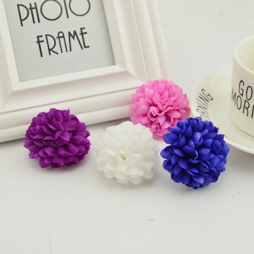 5CM 20 Stück Mehrschichtige Seiden-Chrysanthemenköpfe Künstliche Blumen Günstig für Heim- und Hochzeitsdekoration DIY Kranz Brautstrauß – Detail 3