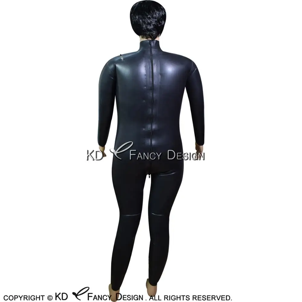 Black Sexy Inflatable Latex Catsuit With Back Zip Rubber Bodysuit Overall Zentai Body Suit LTY-0083