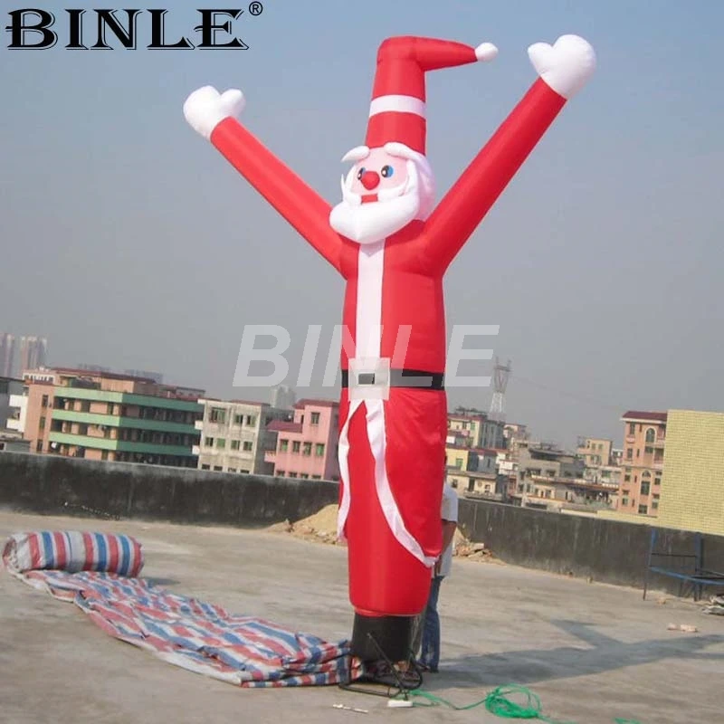 Factory supply single leg inflatable christmas air dancer santa claus with arms characters cartoon for outdoor decoration