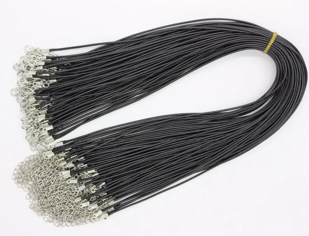 1PC Wholesale 2.0mm Hot Collares New Men Black PU Leather Cord Necklace For Women DIY Chain Jewelry Statement Gift