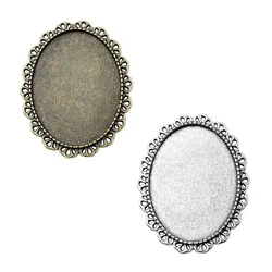 Fit:30x40mm Antique Silver Bronze Cameo/Glass/Cabochon Frame bezel Settings,Brooch,DIY Accessory Base Charm 3pcs/lot K04634
