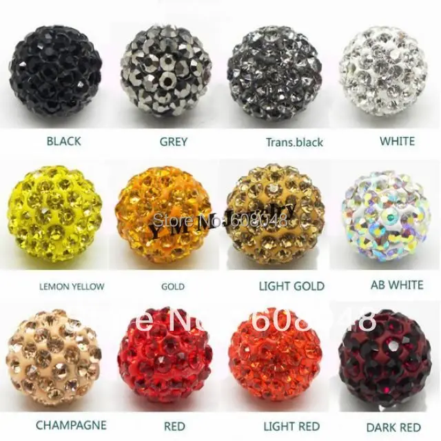 Wholesale 50pcs 10mm Clay Pave Disco Ball Rhinestone Crystal Beads Pick & Mix Colours