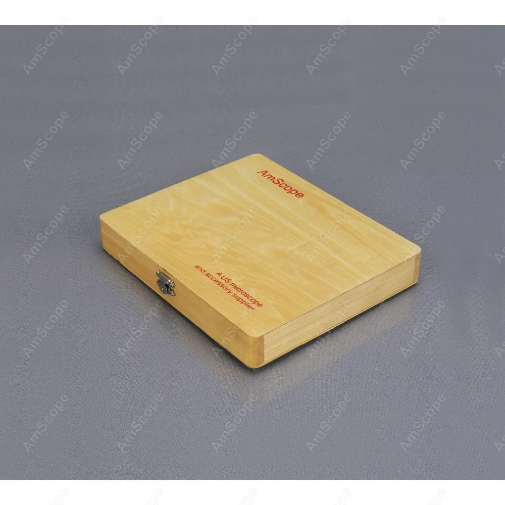 Slide for Microscope-AmScope Supplies Microscope Slide Wooden Box Holding 100 Piece Slides SKU: PS100-WB