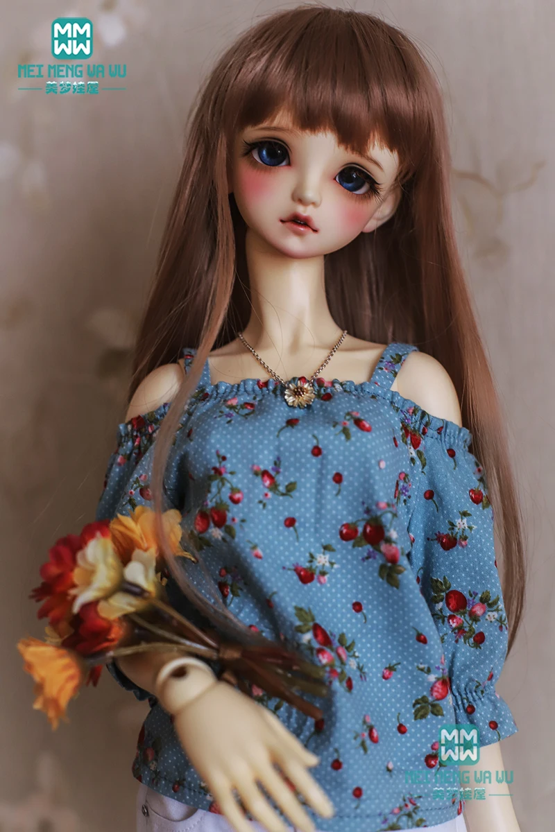BJD doll clothes for 1/3 BJD DD SD10 doll fashion temperament Wine red plaid shirt + casual shorts