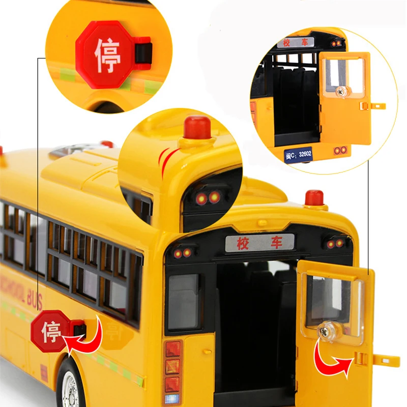 29CM Inertia School Bus Model Toy Acousto-optic Public Bus Kids Boy Toys Car Chinese Music Story Learning Machine