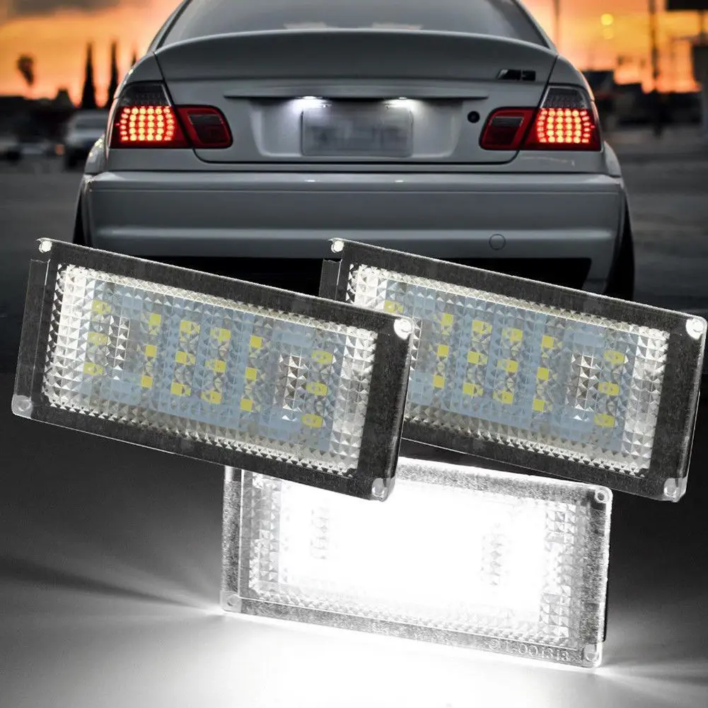 

For BMW 3 Series E46 Car Number License Plate 2 Pcs 18 LED 12V PC Lamp 6500K