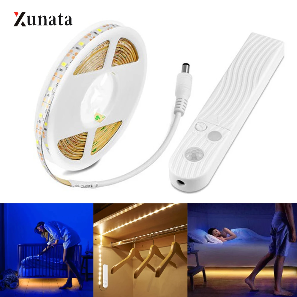 

5V 2835 LED Strip Under Cabinet Light Wireless PIR Motion Sensor Led Strip Bed Side Night Light Closet Stairs Wardrobe Kitchen