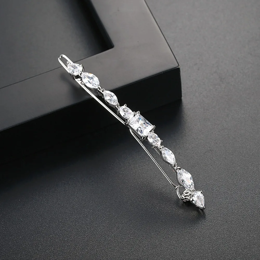 LUOTEEMI 1Pcs Shining Crystal Zircon Hair Clip For Women Elegant Korean Design Snap Barrette Stick Hairpin Friendship Gift