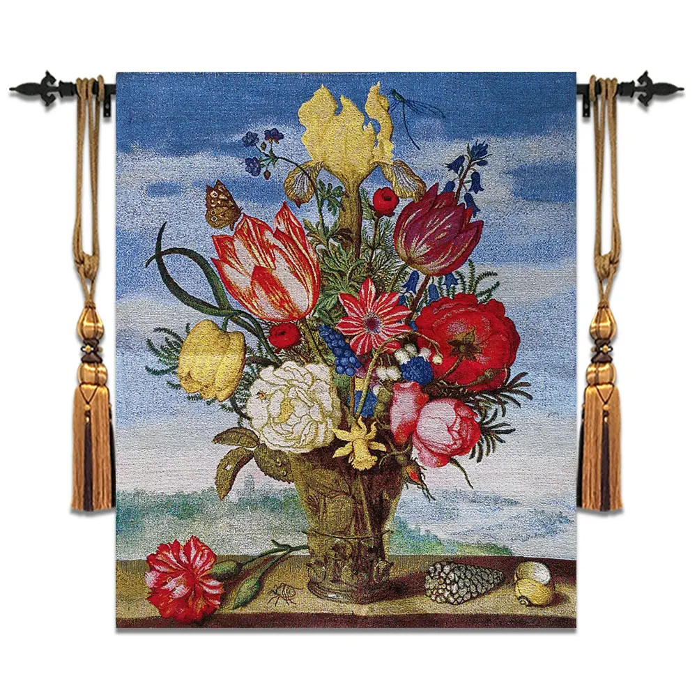 68x80cm Decorative belgium Wall hanging Tapestry Floral Wall Blanket Cloth Gobelin Moroccan Decor Home retro painting fabric