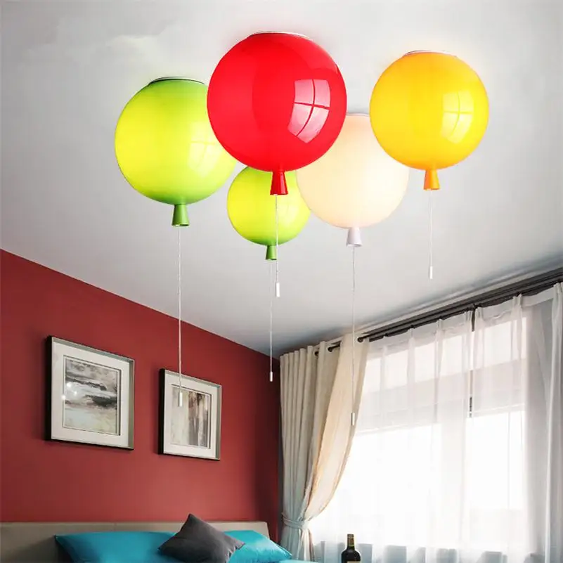 Kids Cartoon Balloon LED Ceiling Light Rope Pull Switch Hanginglamp School Shop Kindergarten Children\'s Room Plafonnier Lighting