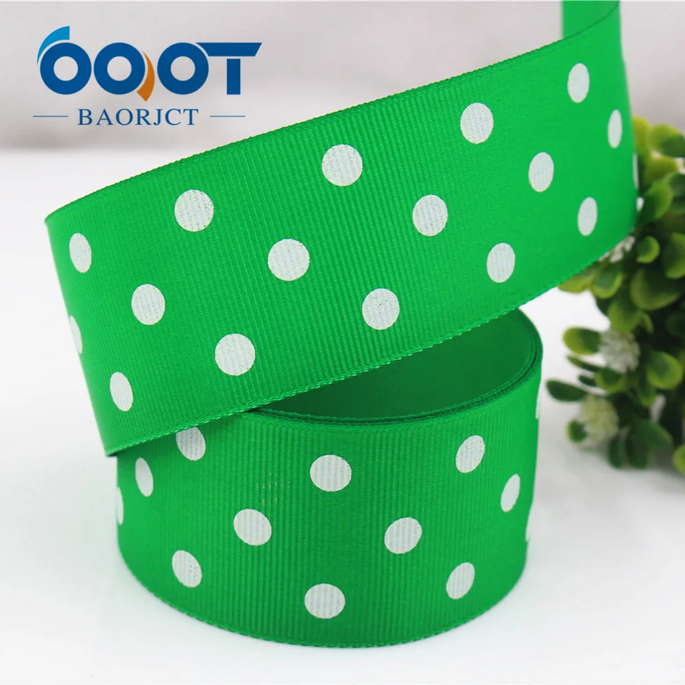 OOOT BAORJCT 176181 38mm 10 yard/lot Dots Ribbons Thermal transfer Printed grosgrain Wedding Accessories DIY handmade material