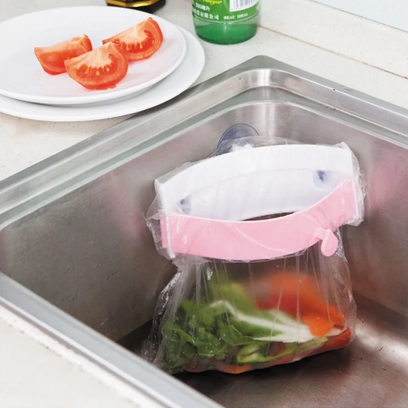 Strong three sucker kitchen sink garbage bag holder, clip-on deodorant creative garbage bag rack