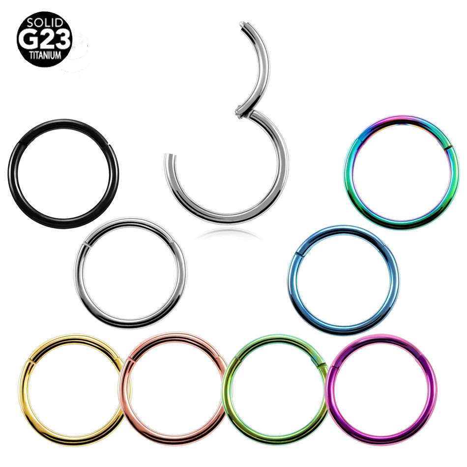 1PC 16G 14G Titanium Tragus Piercings Septum Clickers Nose Rings Hinged Segment Lip Nipple Eyebrow Ear Cartilage Body Jewelry