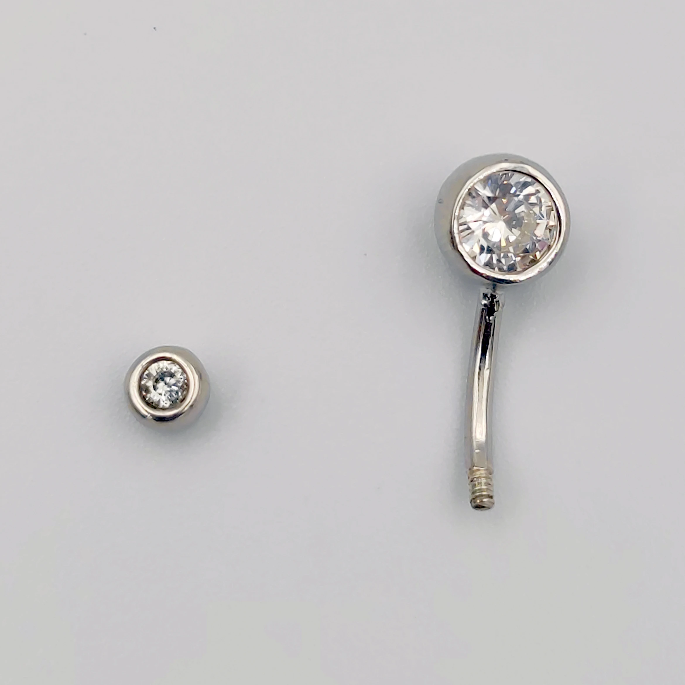 925 sterling silver Belly Button Bar Navel Ring Double Gem Navel Body Piercing Jewellery 1.5x10 mm