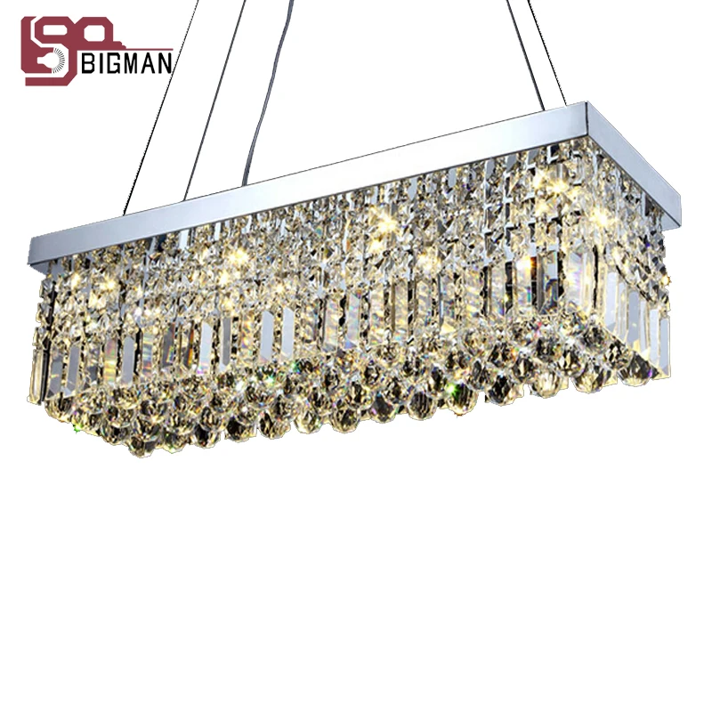 

Hot Sales Modern Design Rectangular Crystal Chandelier Dining Room Light Fixtures