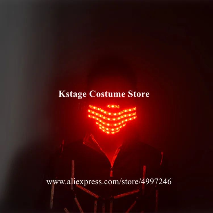 KS79 Party cosplay dance wears led mask dj colorful RGB light costumes luminous robot men Halloween perform dress outfits disco