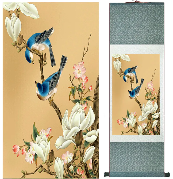 

Birds and flower painting Home Office Decoration Chinese scroll painting flower art Chinese paintingPrinted painting