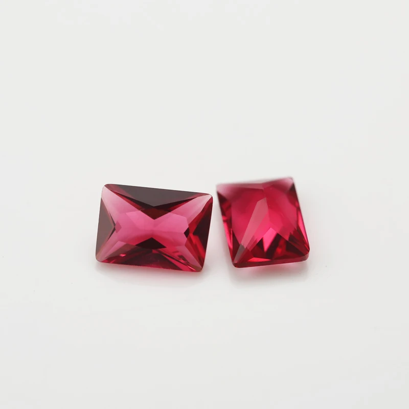 100pcs 2x3~10x12mm Rectangle Shape Loose Stone Rose Red Color Glass Synthetic Gems For Jewelry DIY Stone Princess Cut