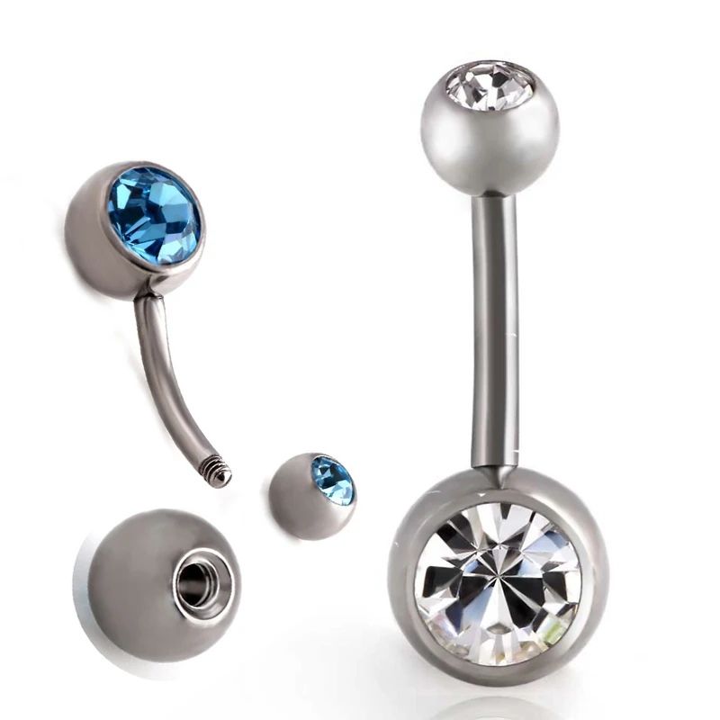 

Fashion New Band 1 PC Navel Piercing Earrings Anti Allergy Titanium With Zircon Ball Navel Earrings Friend New Year Gift