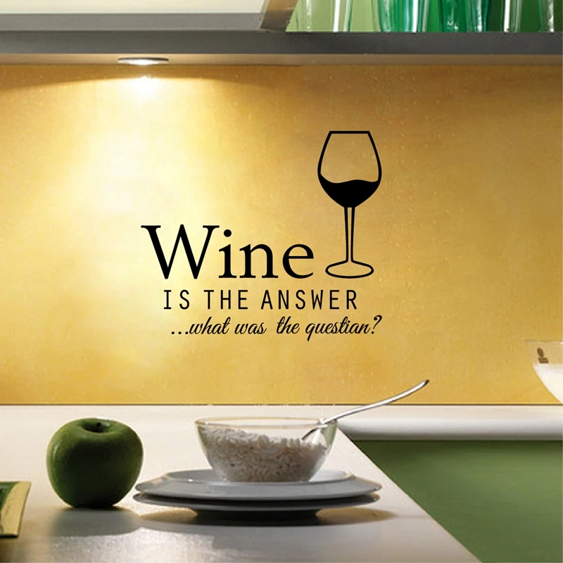 Funny kitchen stickers wine decals ,kitchen wall decor vinyl wine decoration ,F2052m(35x30cm)
