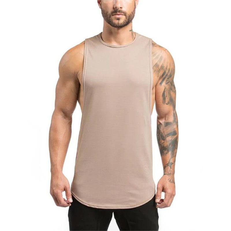 Muscleguys Solid Gyms Stringer Tanktop Bodybuilding Clothing Fitness Mens Sleeveless Cotton Singlets