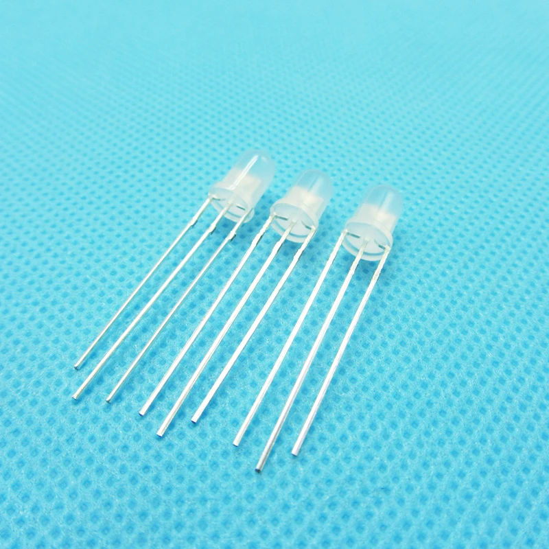 10pcs/lot F5 5mm LED Bi-Color Diffused Common Anode Round Light Emitting Diode Dual Red Blue Foggy Two Plug-in Practice DIY Kit