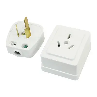 White Plastic Shell AU Socket Plug Set 10A/16A AC250V for 10mm Power Cable