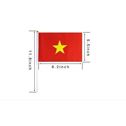 30PCS/LOT 14 X21 CM Promotion Wholesale Vietnam Hand Waving National Flag 14*21cm #8 Polyester Flag Free Shipping