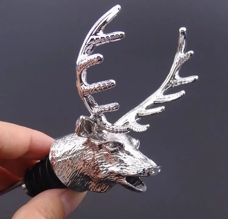 Zinc Alloy Creative Deer Head Wine Bottle Cork Pourer Stopper Deer Stag Wine Pourer Aerator Barware Decor Free DHL SN1692