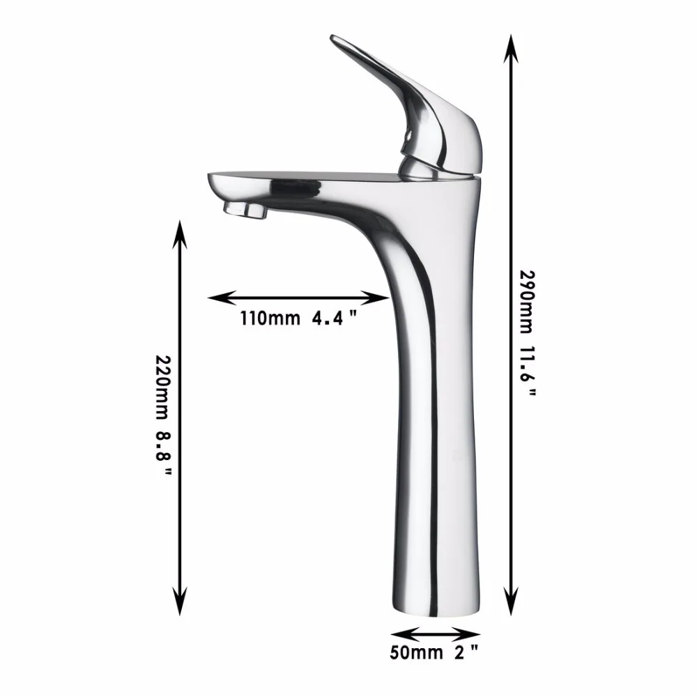 OUBONI Tall & Small Solid Brass Counter Top Bathroom Chrome Polish Deck Mounted Lavatory Wash Basin Sink Faucet Mixer Taps