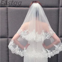 Bianco avorio vendita calda 2019 velo da sposa punta delle dita in pizzo accessori da sposa lunghi veli da sposa in Voile economici con pettine