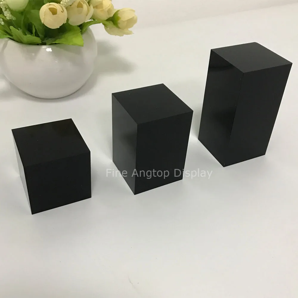 Display Block Black Acrylic Jewellery Display Stands Platform Square Exhibition Show Solution For Rings Necklace Bracelet Watch