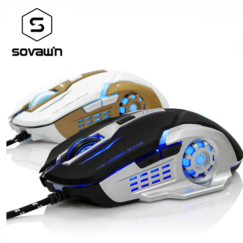 

Проводная игровая мышь Sovawin 3200 DPI, RGB светодиодный светильник, USB оптическая 6 кнопок, бесшумная мышь, Лазерная Мышь для игр на ноутбуке и компьютере