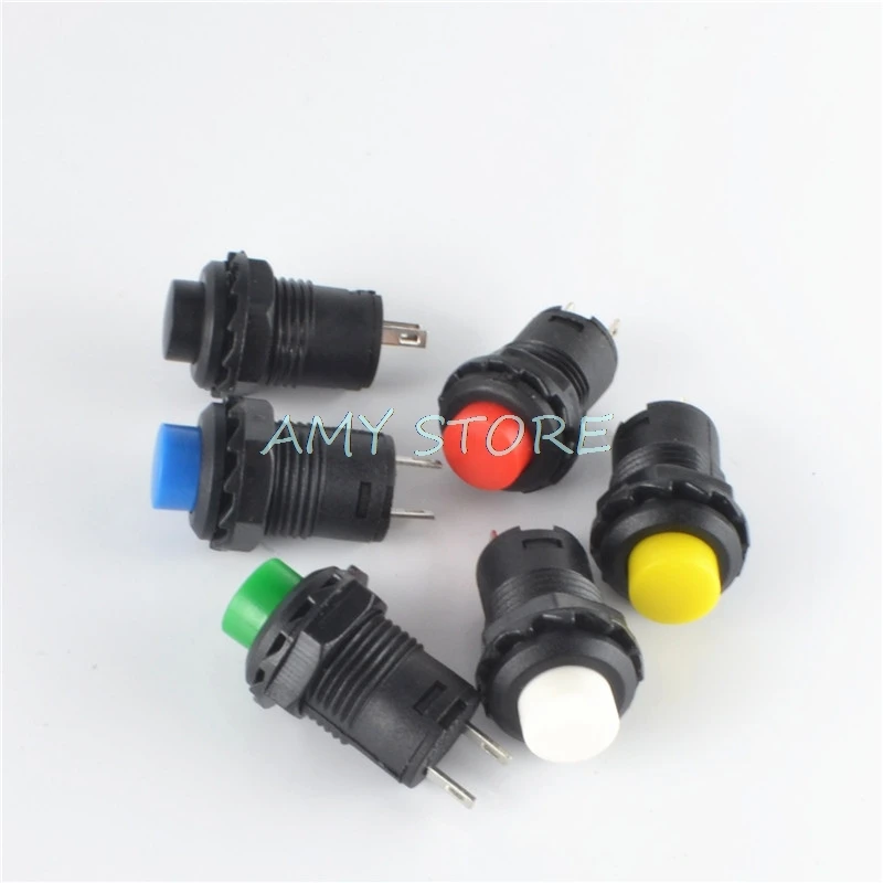 10pcs or 12pcs Momentary Push Button Switch 12mm Momentary 3A /125VAC 1.5A/250VAC BLACK WHITE YELLOW RED GREEN BLUE DS-227