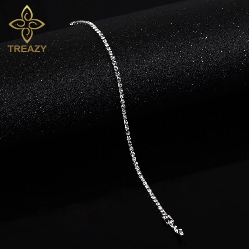 TREAZY Simple Crystal Bridal Bracelets For Women Silver Color Rhinestone Bracelets & Bangles Bridesmaid Wedding Jewelry Gift