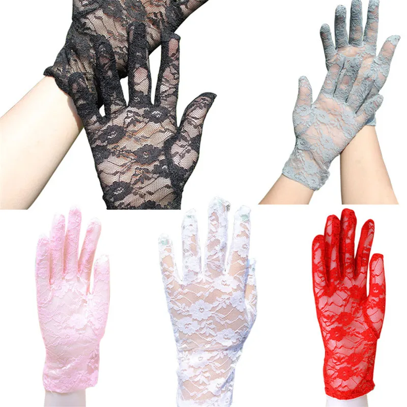 Valink-guantes ahuecados de encaje para mujer, accesorios de protección solar, patrón de resistencia al deslizamiento, novedad de 2017