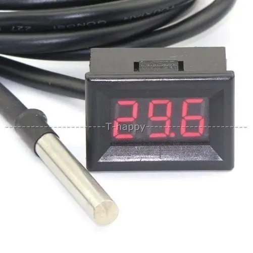 

DS18b20 Thermometer 0.36" LED Digital temp -55-125℃ Temperature Probe 12V 24V