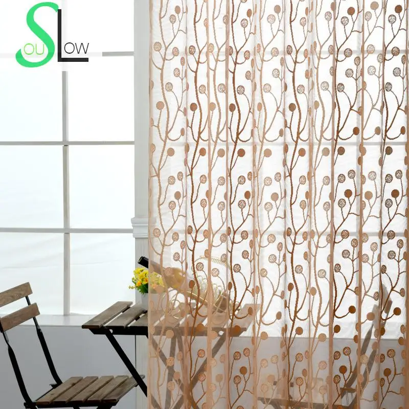 

Slow Soul White Beige Coffee Hollow Lace Curtain Modern Leaves Curtains Tulle For Living Room Rideaux Kitchen Sheer Bedroom