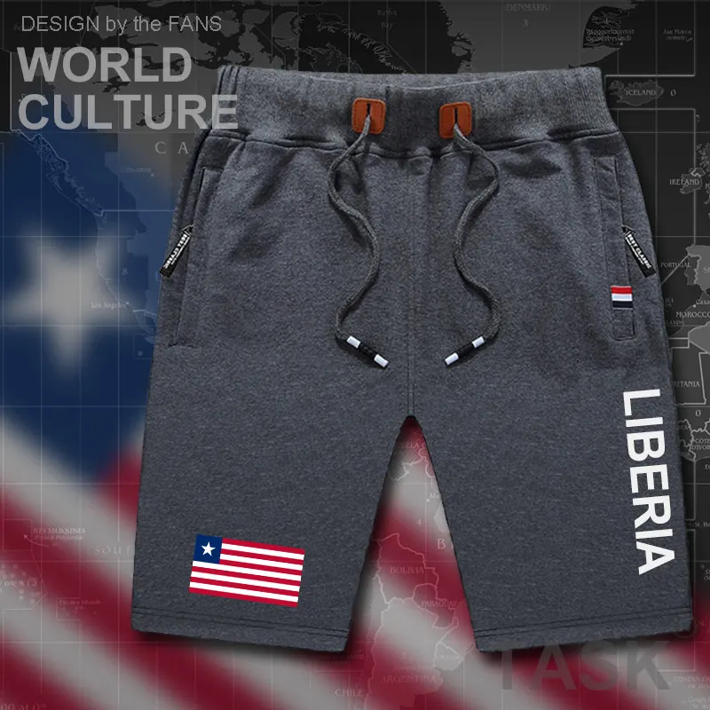 Liberia Liberian mens shorts beach man men's board shorts flag workout zipper pocket sweat bodybuilding 2017 cotton brand LR LBR