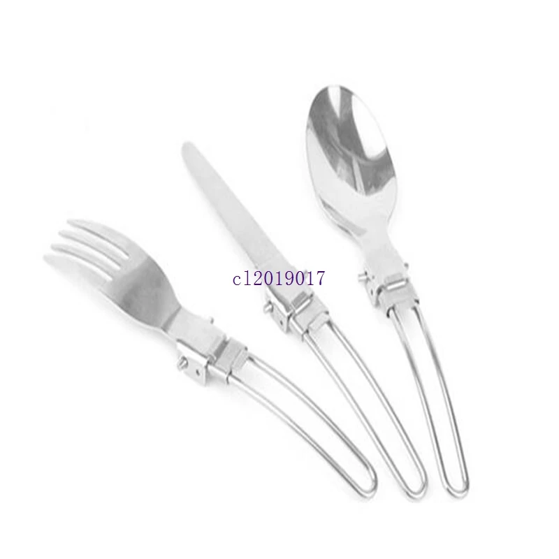 3 In 1  Outdoor Camping Picnic Tableware Tainless Steel Portable Spoon Fork Knife Suit Camp Kitchen#12