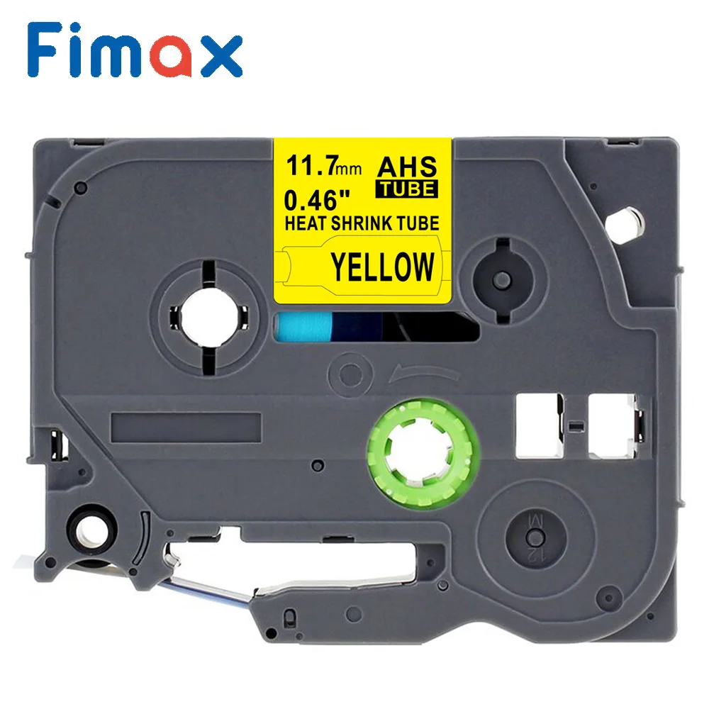 Fimax 1 Pcs Compatible for Brother HSE-611 HSE-621 HSE-631 HSE-641 9mm 12mm 18mm Black on Yellow Heat Shrink Tube Label Printers